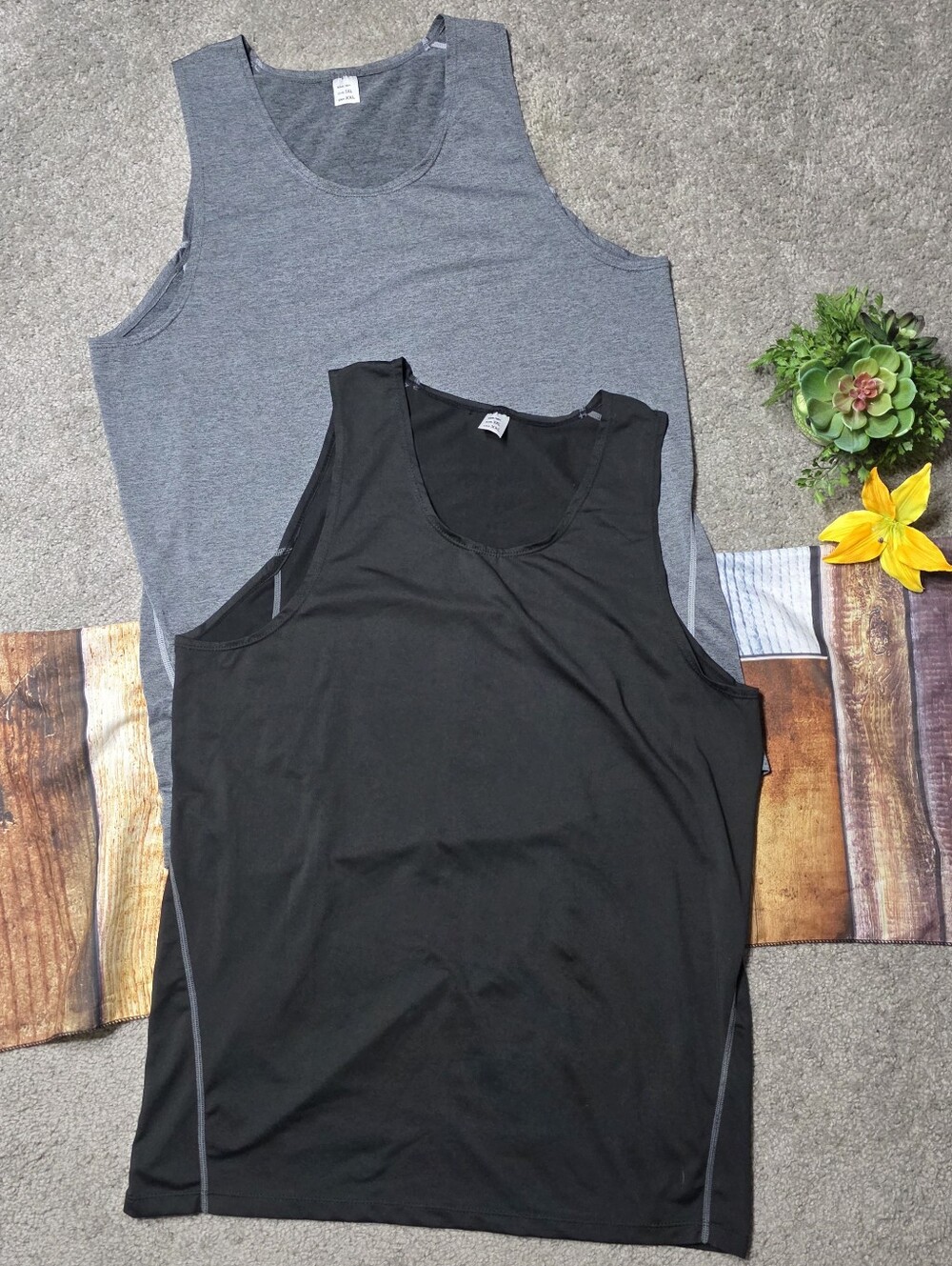 Men's Muscle Gym Workout 2 Tank Tops Quick Dry Lightweight Size 3XL Runs Small